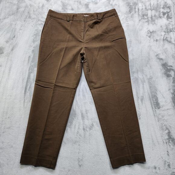 Charter Club Pants Womens 16 Brown High Rise Slim Ankle Crop Stretch Preppy - Picture 1 of 11